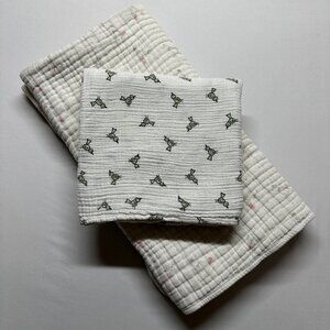 Aden + Anais Muslin Baby Blanket Bundle | 42” x 42” | Lightweight + Quilted